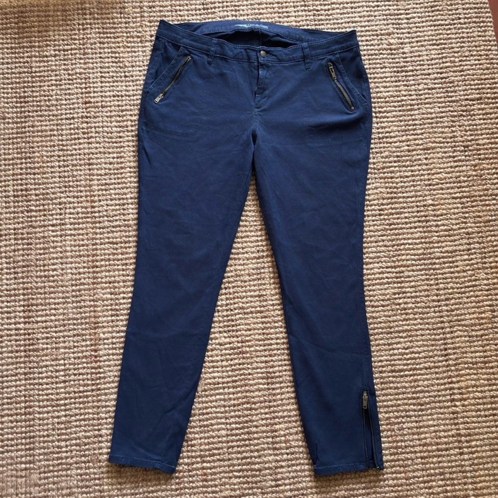 Old Navy Stretch Rockstar Pants Navy Blue Mid Rise Skinny Zip Ankle Size 18